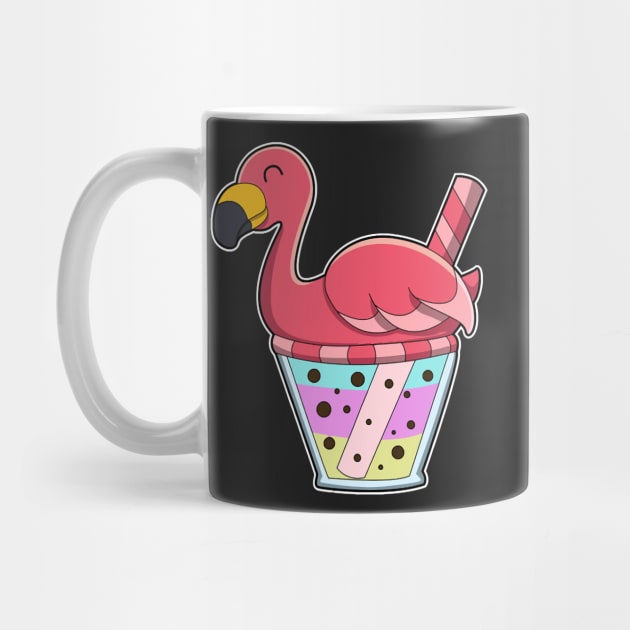 Flamingo with Mug of Juice & Drinking straw by Sonoma92